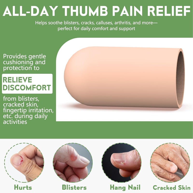 TYTDOUTER Gel Finger Cots for Thumbs, 10 Pcs Silicone Finger Caps, Rubber Finger Protector Covers for Trigger, Arthritis, Cracking, Peeling, Hangnail, Callus and Pain Relief, (Nude, Medium) - Image 5